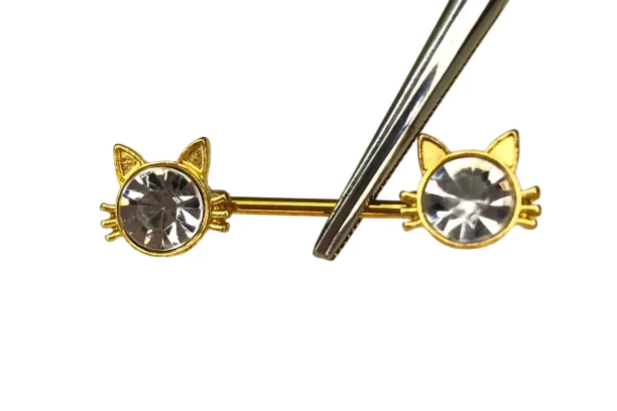 Golden Kitty Shield — Oasis Piercing